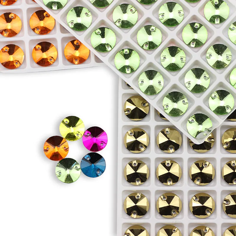 

8mm Sew On AB Rhinestone Round Shape Flatback Glass Crystals For Clothing Wedding Dresses Shoes Bags All For Decoration DIY