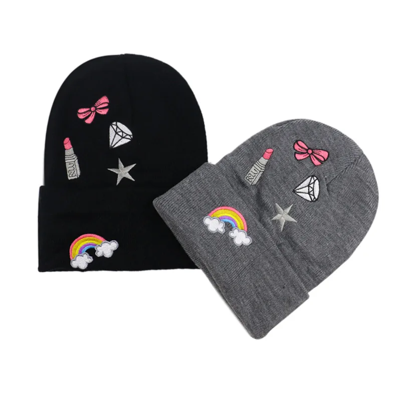 

New Winter Hats For Women Soft Stretch Eaves Pee Handmade Rainbow Diamond Embroidery Pattern Elegant Chinese Style Charm Caps