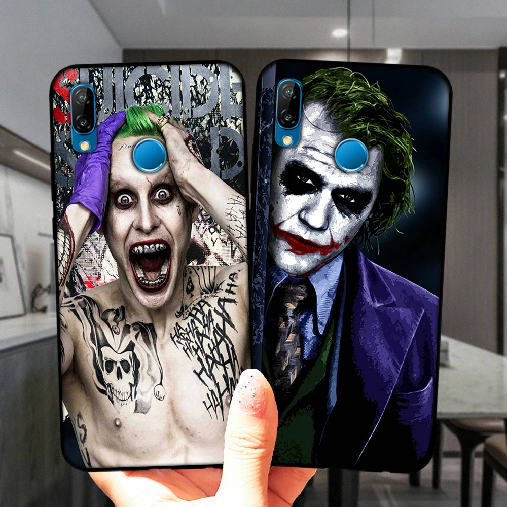 Mroczny rycerz Joker Karta czarny miękkiego silikonu skrzynki pokrywa dla Huawei P40 Lite E Pro Plus P10 P20 Lite P30 Lite Pro Y9 2019