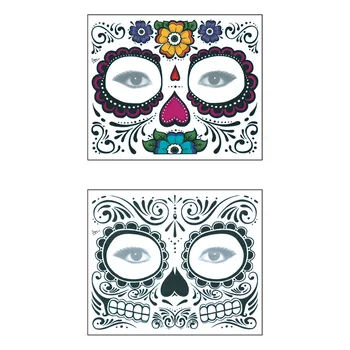 

Hot Temporary Tattoo Stickers Long Lasting Full Face Mask Waterproof Disposable Makeup Tattoos Sticker For Halloween Party CNT 6