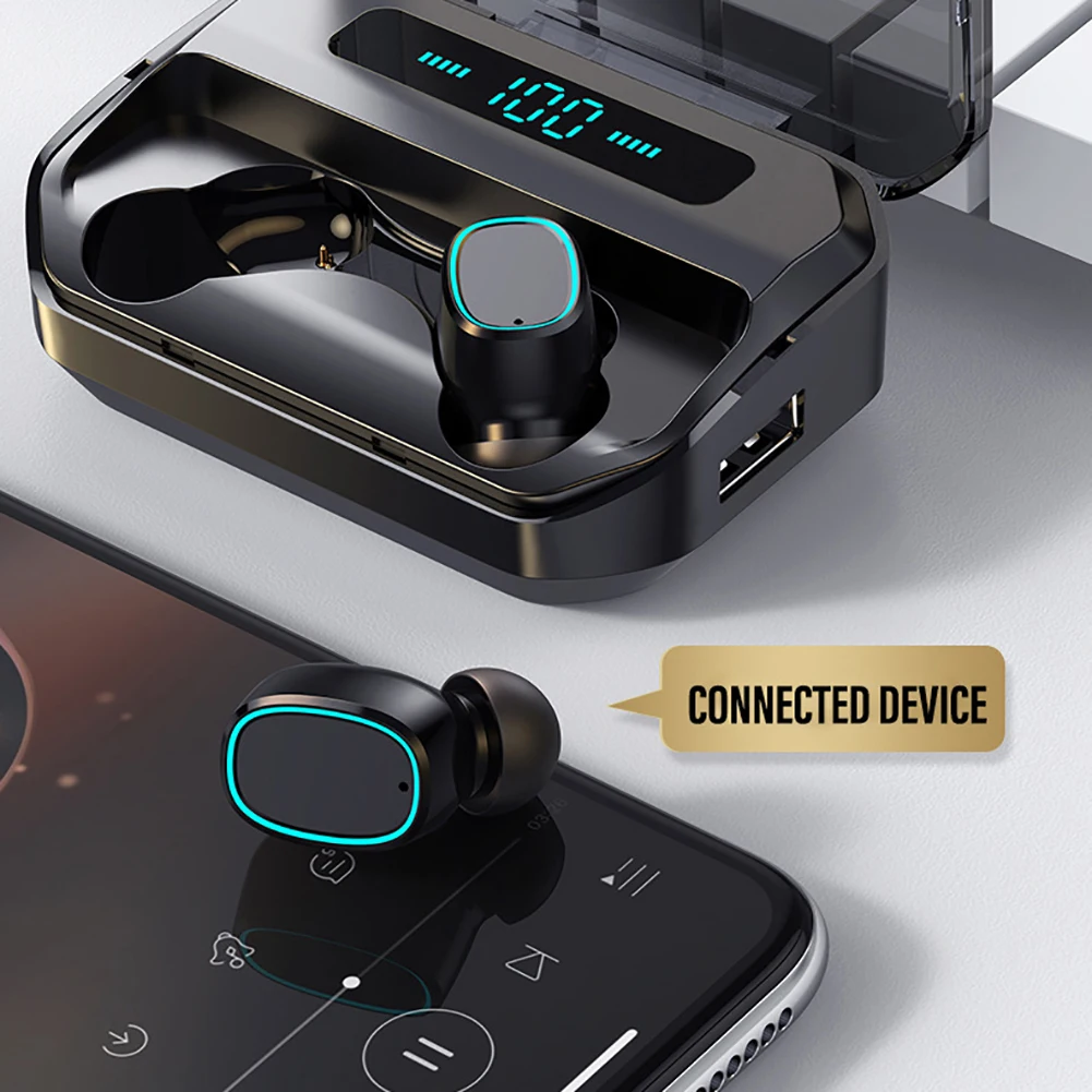 TWS Fingerprint Touch Wireless Headphones Bluetooth V5 0 3D Stereo Dual Mic Noise cancelling earphones