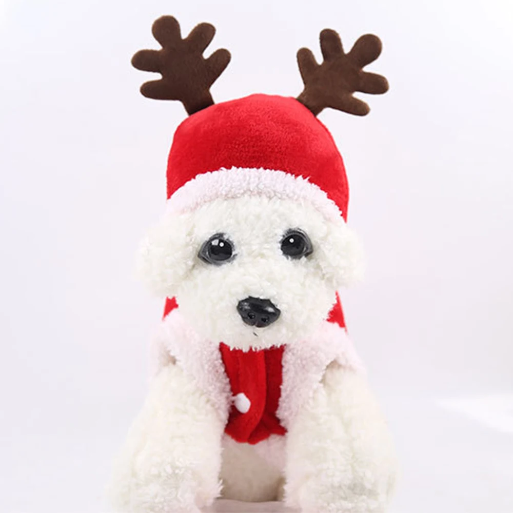 Рождественские костюмы для собак, кошек, Забавный костюм Санта-Клауса для маленьких собак, зимняя теплая одежда для щенков, чихуахуа, Мопса