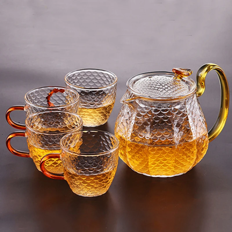 

600ml Heat-resisting High Temperature Glass Mini- Scented Tea Infusion Of Tea Kettle Transparent Kung Fu Tea Have Trumpet Teapot