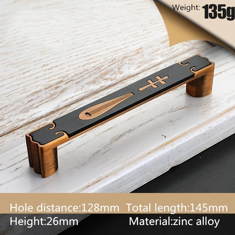 Coffee Black 128mm KK&FING, Современный Античный цинковый сплав, деревянные ручки для шкафа, ручки для ящиков, кухонный шкаф, дверные ручки для гардероба, мебельная фурнитура - Цвет: Coffee Black 128mm