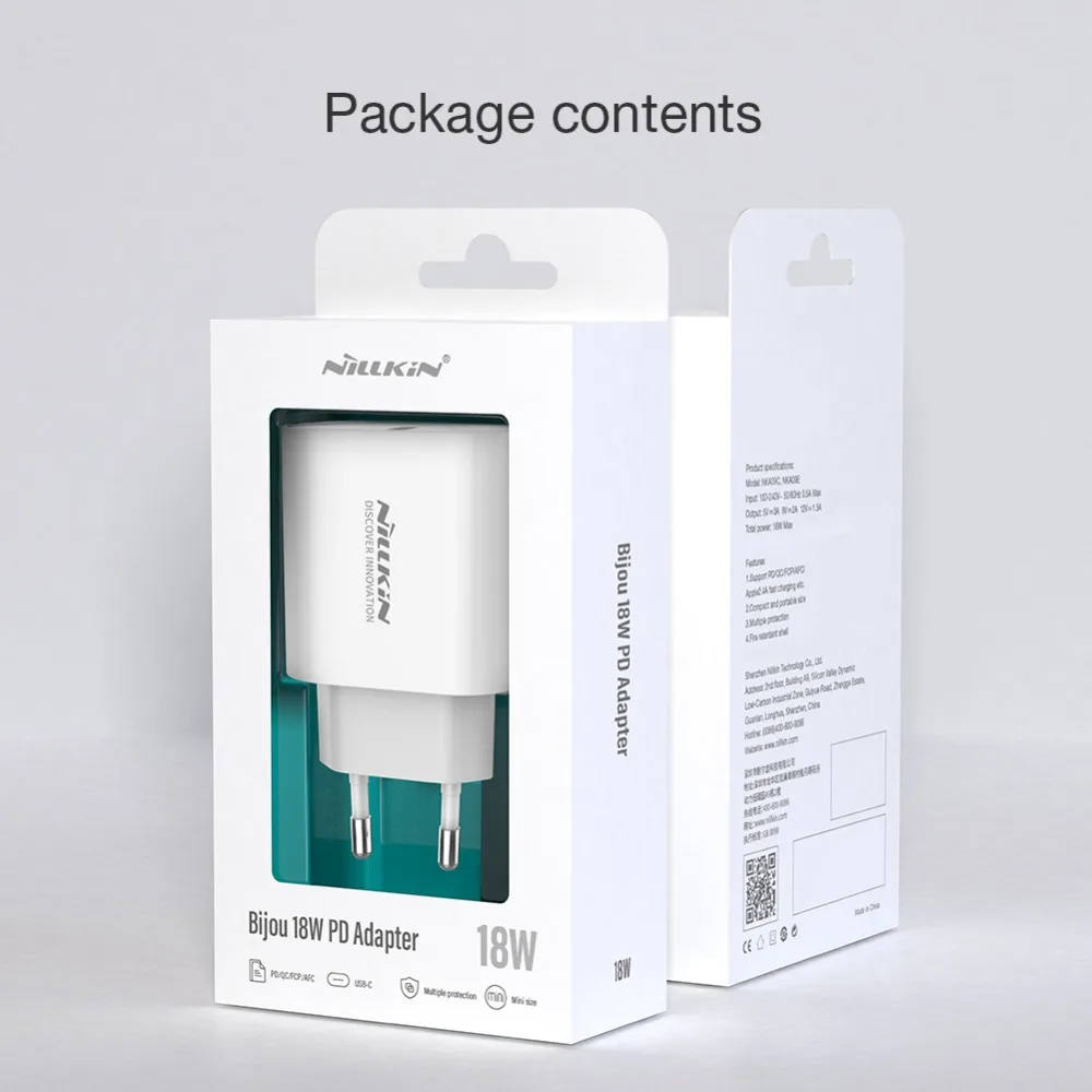 NILLKIN Quick Charge18W PD Зарядное устройство usb type C быстрое зарядное устройство портативное зарядное устройство для мобильного телефона для iPhone 11/11 Pro для Mi 9
