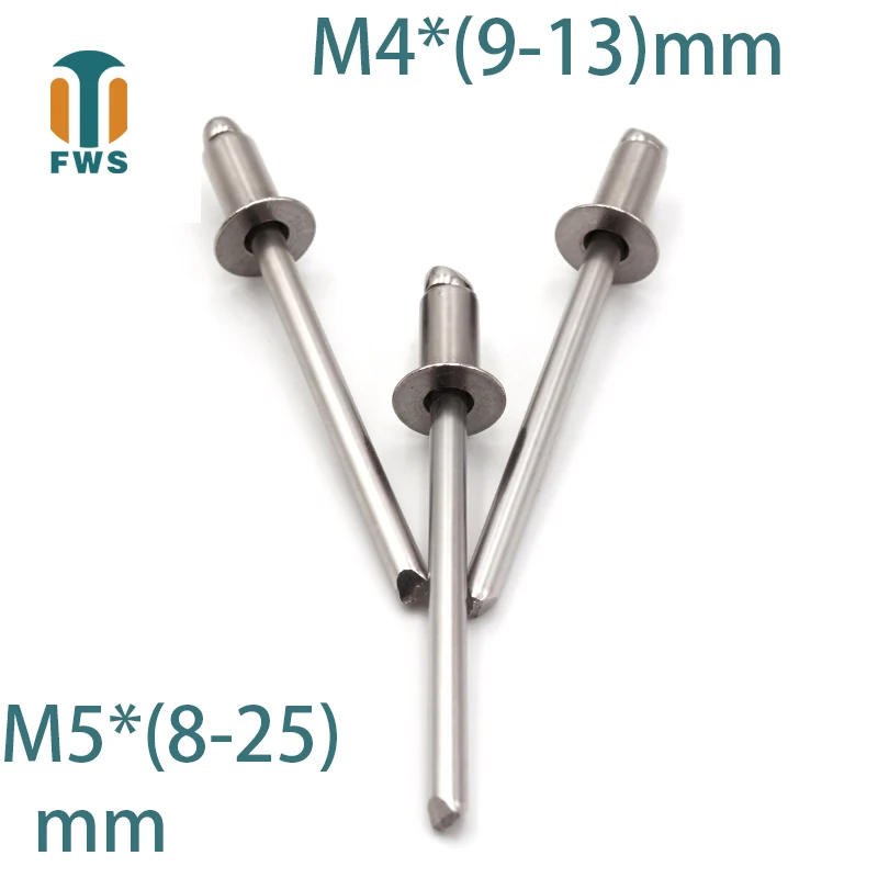 

10 PCS M4/M5*(8-25)mm Stainless Steel Countersunk Head Break Mandrel Blind Rivet Nail Pop Rivets for Furniture Car Aircraft