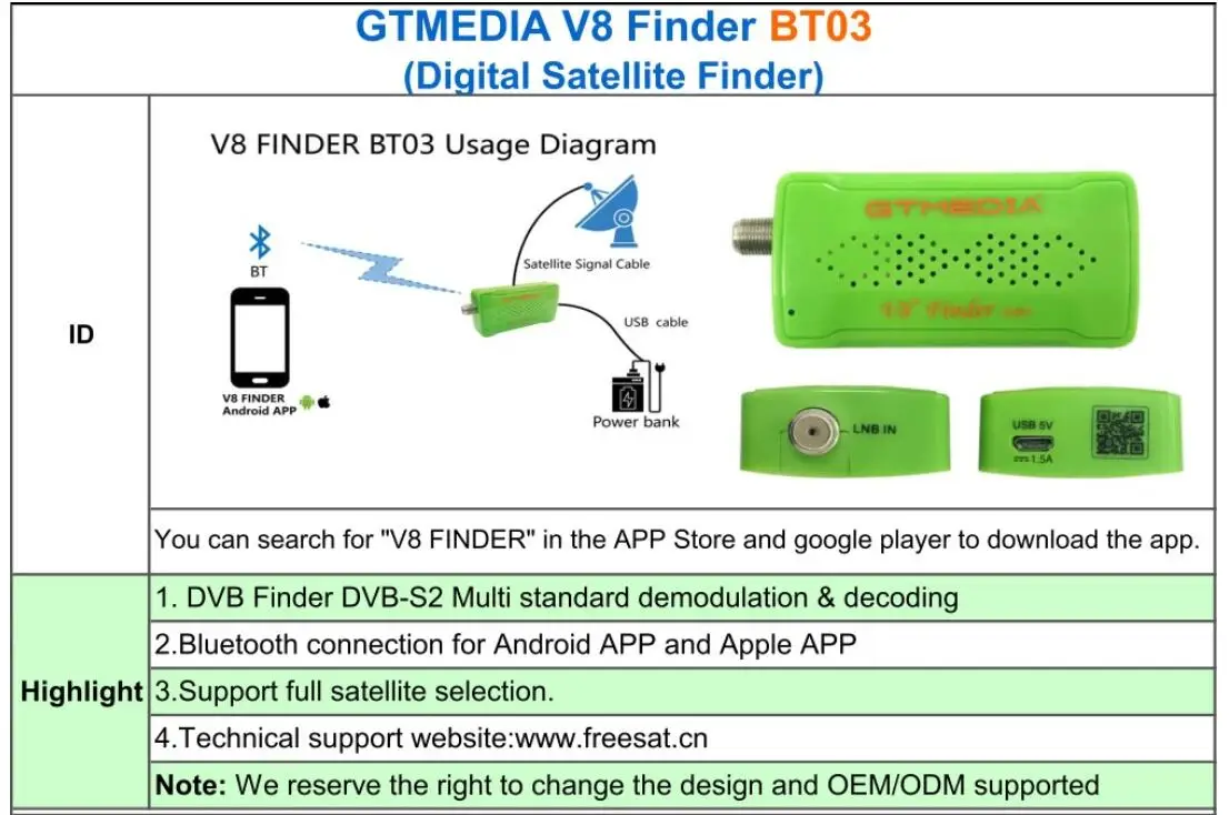 GTMEDIA/Freesat V8 Finder BT03 DVB-S2 цифровой спутниковый ТВ приемник спутниковый Finder FreeSat bluetooth Поддержка iOS Android распродажа