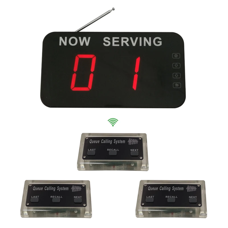 

2019 Top Popular Wireless Queue Number Call System Used In Bank Clinic Restaurant with 1 Screen 3 buttons