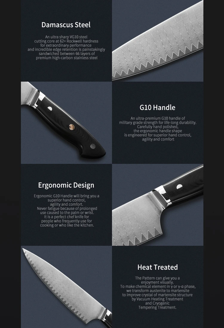 8 Inch Kramer Kitchen Chef Knives 67 Layer Damascus Steel Cleaver Chef Knives Sharp Cooking Cutting Tool Slicing Meat Chef Knife