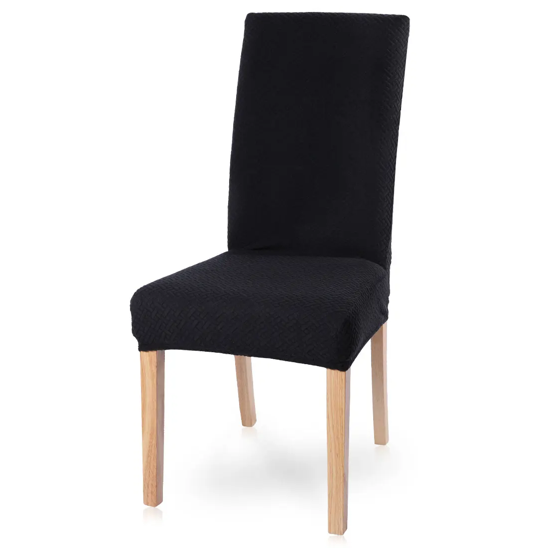 Однотонные чехлы на стулья из флиса, плотные эластичные чехлы на стулья для офиса, столовой, отеля, банкета - Color: Black 01 40-50cm