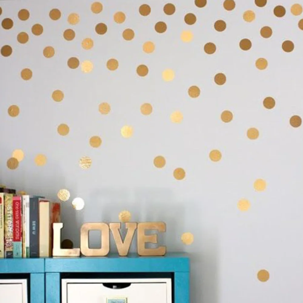 

2016 Durable Stylish Gold Dots Wall Sticker Round Dot Pattern Decal Home Interior Decoration for Living Room Bedroom