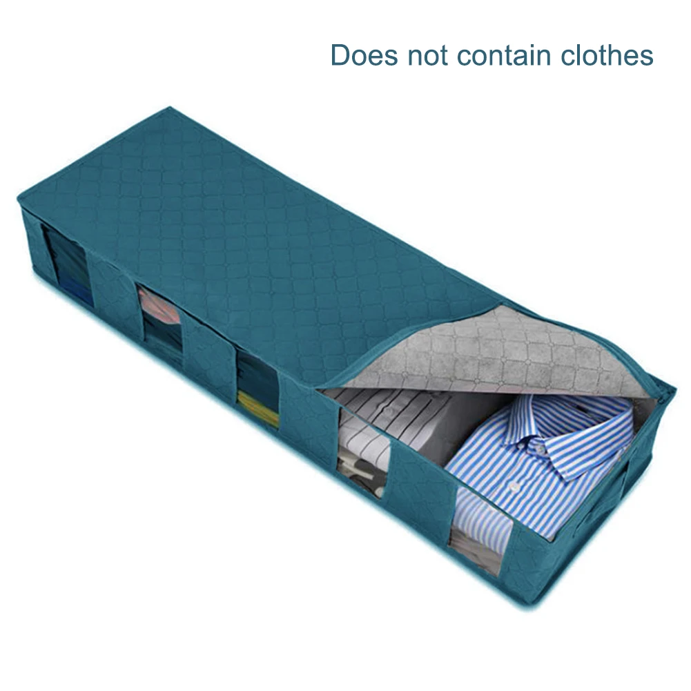 Под Кровать Сумка для хранения большой емкости контейнеры для одежды 5 прозрачное окно одежда обувь одеяла свитера хранения - Цвет: blue