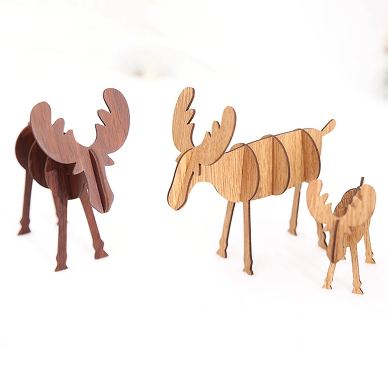 

2 Sizes Creative Wood DIY Crafts Christmas Decoration for Home Christmas Deer Elk Pendants Christmas Tree Ornaments
