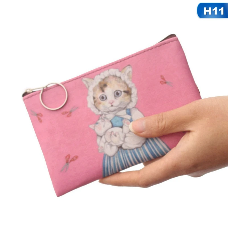 H11 Детский кошелек для монет с мультяшным котом, клатч, маленький кошелек, женские кошельки для монет, милая детская сумка на молнии, кошелек для мелочей - Цвет: H11