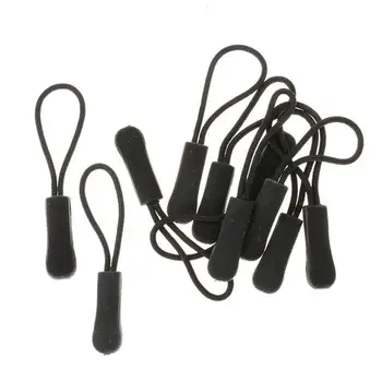 

10 Anti-slip zipper puller, zipper, zipper extension trailer, practical and robust for back pack, jacket, etc.- Black