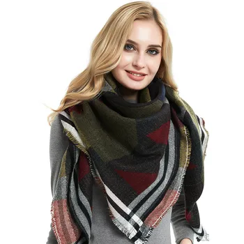 

Plaid Tassel Scarfs For Ladies Thicker Winter Square Scarves And Wraps And Shawls For Women Neck Bandana Pashmina Lady Wrap