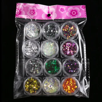 

12 PCS New nail sequins 3D three-dimensional diamond sequins Mirage diamond-shaped thin DIY nail Pentagon CC224