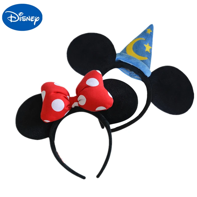 Original Disney Plush Headdress Toy Mickey Minnie Mouse Headwear Princess Mickey Minnie Ears Girls Hair Bands Head Hoop Kid Gift 1