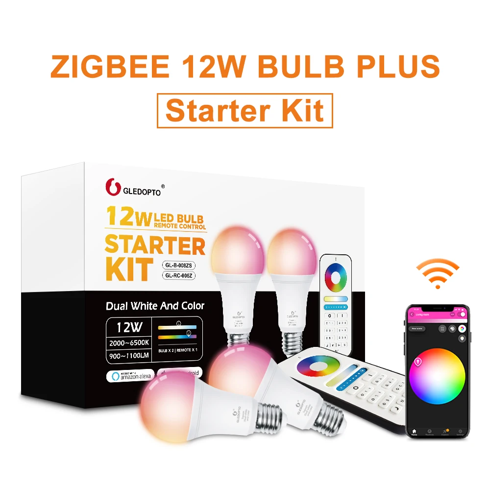  Gledopto White and Color E27 12W LED smart bulb 2-PackZigbee compatible 3.0 gateway voice activated - 32906939699