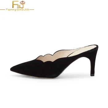 

Balck and Python Stilettos High Heels Pointed Toe Mules Women Slippers Fashion Slides Slip On Women Summer Shoes Plus Size 16