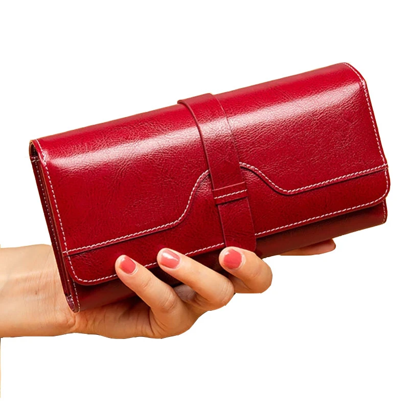 Fashion Luxury Female Genuine Leather Wallet Women Long Anti Theft RFID Wallets Credit Card Holder Purse Woman Clutch Bag