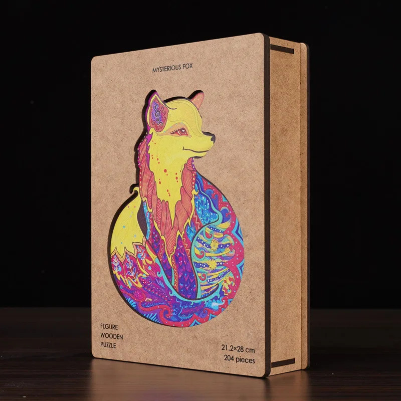 크기 A4 성인을위한 나무 동물 퍼즐 DIY 동물 퍼즐 각 조각은 나무 상자와 동물 모양의 나무 퍼즐 Xmas 선물
