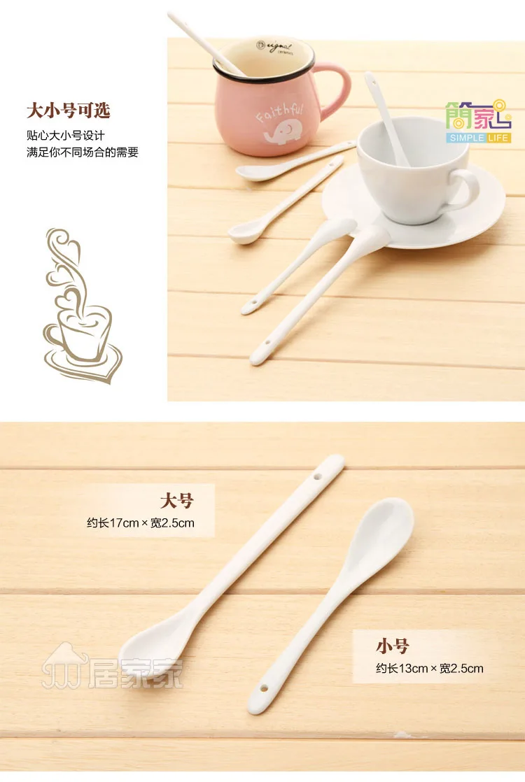 62 Zakka Creative Long Handle Ceramic Small Spoon Seasoning Stirring Spoon Coffee Spoon diao wei shao
