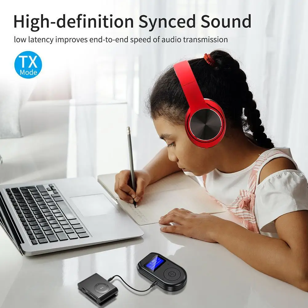 LCD Display Bluetooth 5 0 Audio Receiver Transmitter Speaker Music For Car AUX Jack Adapter 3 5mm Handsfree Headphones Wire F2D5