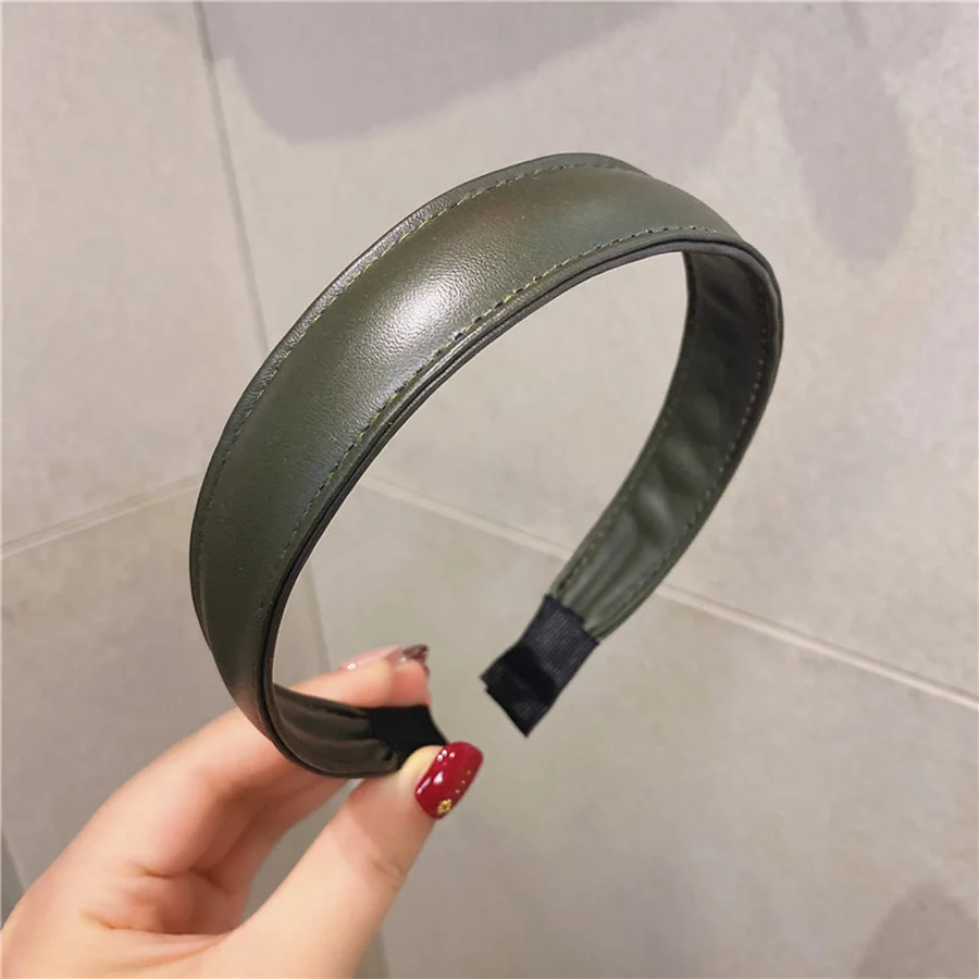 Haimeikang, модный ободок, головной убор, корейский стиль, шикарный кожаный обруч для волос, повязка для волос, для мытья лица, повязка для волос, аксессуары для волос - Цвет: Армейский зеленый