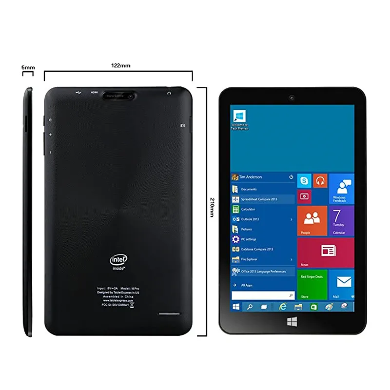 Tableta i8 Pro de 8,0 pulgadas, dispositivo con Windows 10, 1GB DDR3 + 32GB, con funcionamiento de 32 bits, HDMI, Compatible con cámara Dual, Quad Core, WIFI