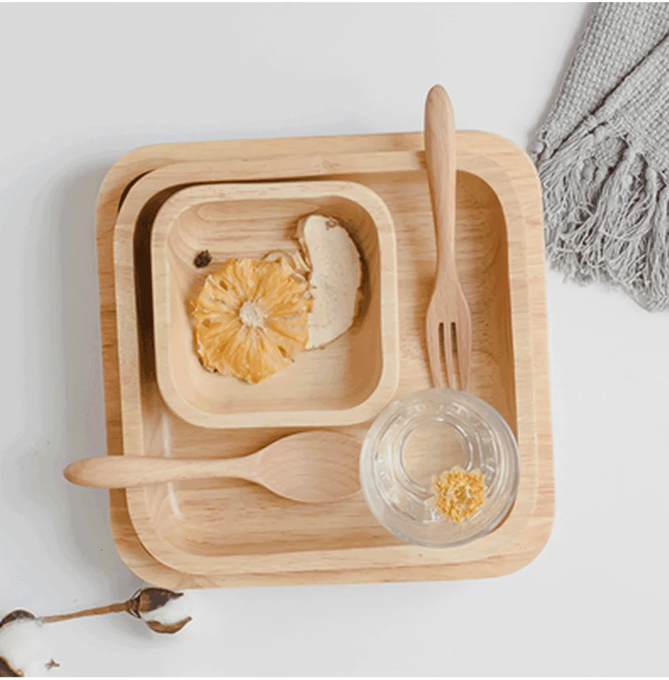 CAKEHOUD Creative Wooden Plate Japanese Fruit Salad Plate Home Smooth Wooden Bread Dish Tray Kitchen High Quality Service Tray