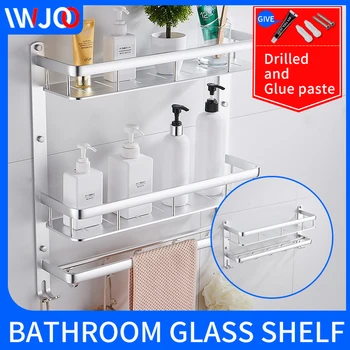 

bathroom shelf organizer rack holder wall mounted towel rack glue paste triple tier shampoo holder rack toilet wall shelves