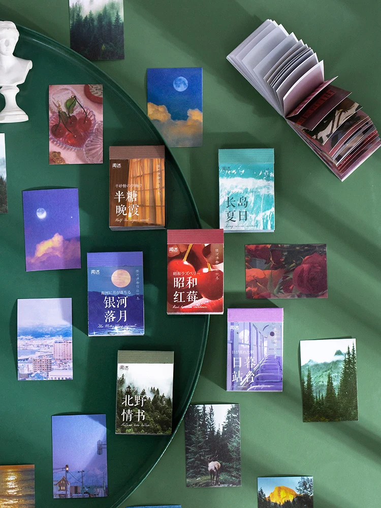 Yoofun 50 Sheets Natural Scenery Stickers Aesthetic Landscape Material Paper for Journal Scrapbooking Wall Decoration Stationery
