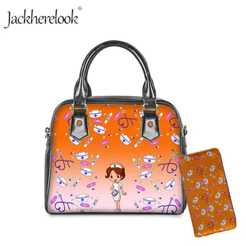 

Jackherelook 2Pcs/set Lady Cartoon Printed Wallets/Handbags for Women Unique Shoulder Bags Female Beach Handbag Casual Toto Bags