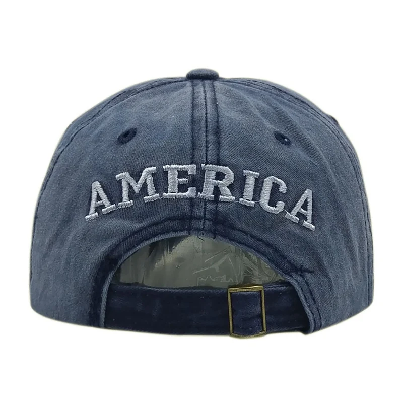 Baseball Cap Retro Washed American Flag Letter Embroidered Cotton Hat Headwear Outdoor Sports Wear