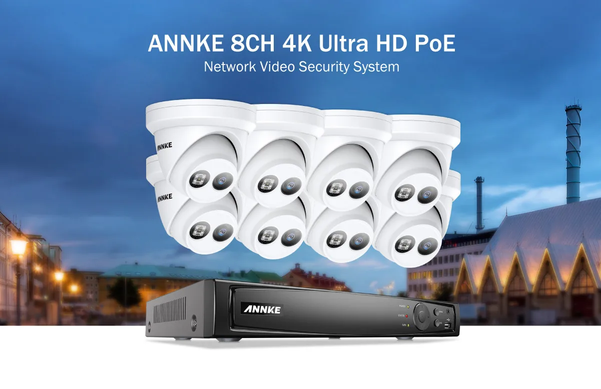ANNKE 8CH 4K Ultra HD POE, сетевые системы безопасности Видео 8MP H.265+ NVR с 8 шт 8MP защищенная от внешних воздействий ip-камера комплект камер видеонаблюдения для безопасности