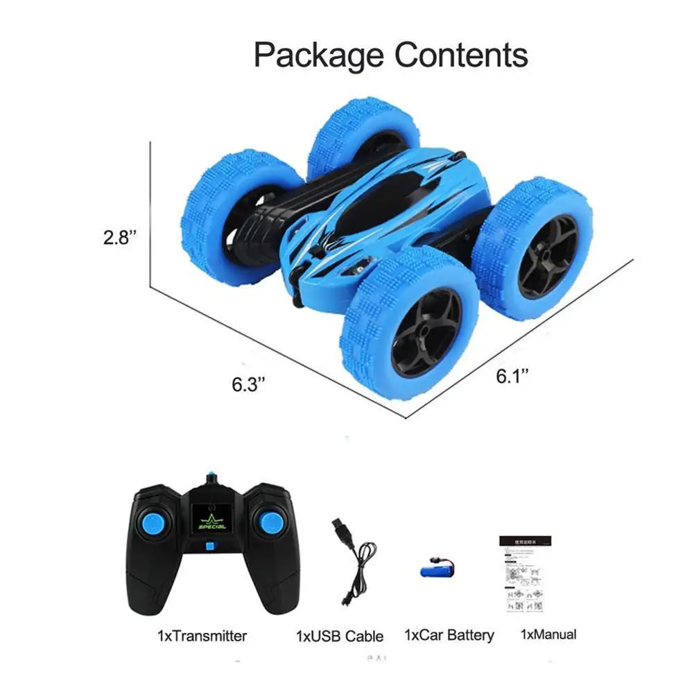 Нет 360 градусов вращающийся двухсторонний RC трюк автомобиль с светильник 1:24 модельная игрушка для детей