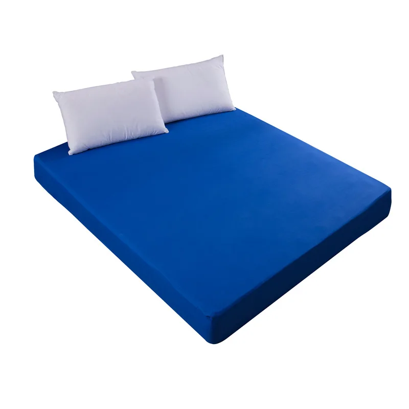 

Home Bed Cover Fitted Sheet Solid Bed Sheets With Elastic Band Double Queen King Size Mattress Cover 100% Polyester Dust Cover