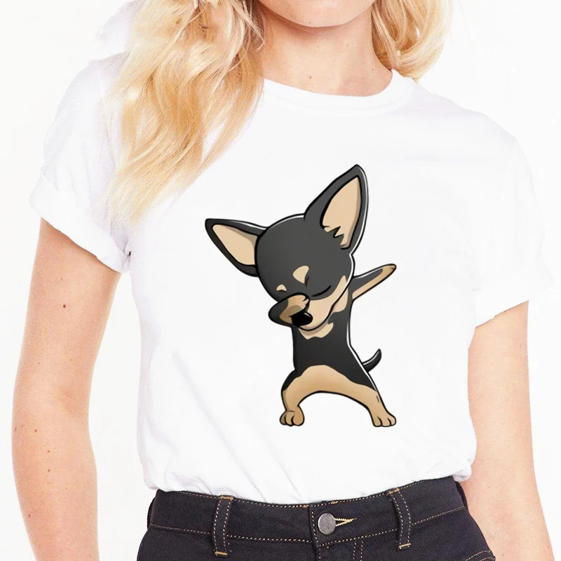 

Chihuahua Dog Cute Kawaii 90s Tshirt Harajuku Casual White Tops T Shirt Women New Summer Womens Shirts Graphic T Shirts
