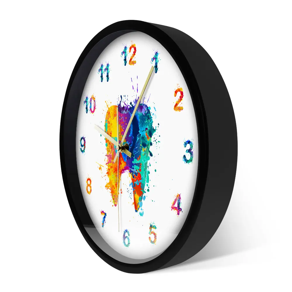 Watercolour Tooth Painting Print Wall Clock Medical Dental Clinic Wall Art Non ticking Wall Watch Orthodontist Dentist Gift Idea Just6F
