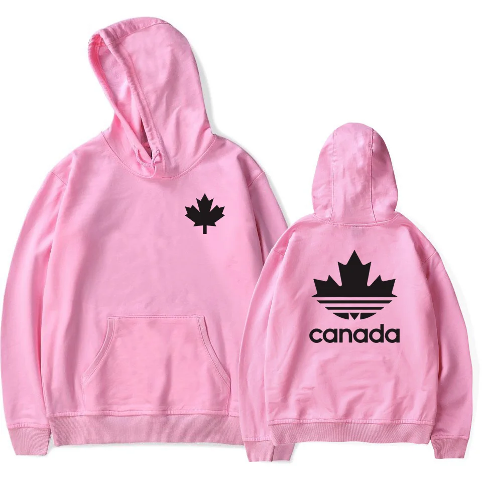 Новейший канадский пуловер с принтом кленовых листьев, толстовка унисекс высокого качества в стиле хип-хоп, уличная одежда размера плюс, толстовки - Цвет: Pink-black