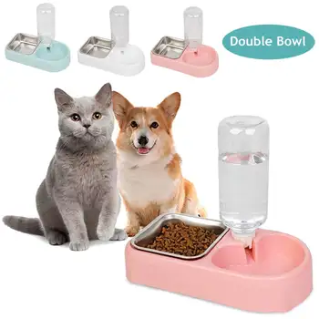

Household Automatic Pet Feeder Drinking Fountain Cat Dog Double Bowl Drinking Fountain Dog Food Water Dispenser Pets Bowls Dish