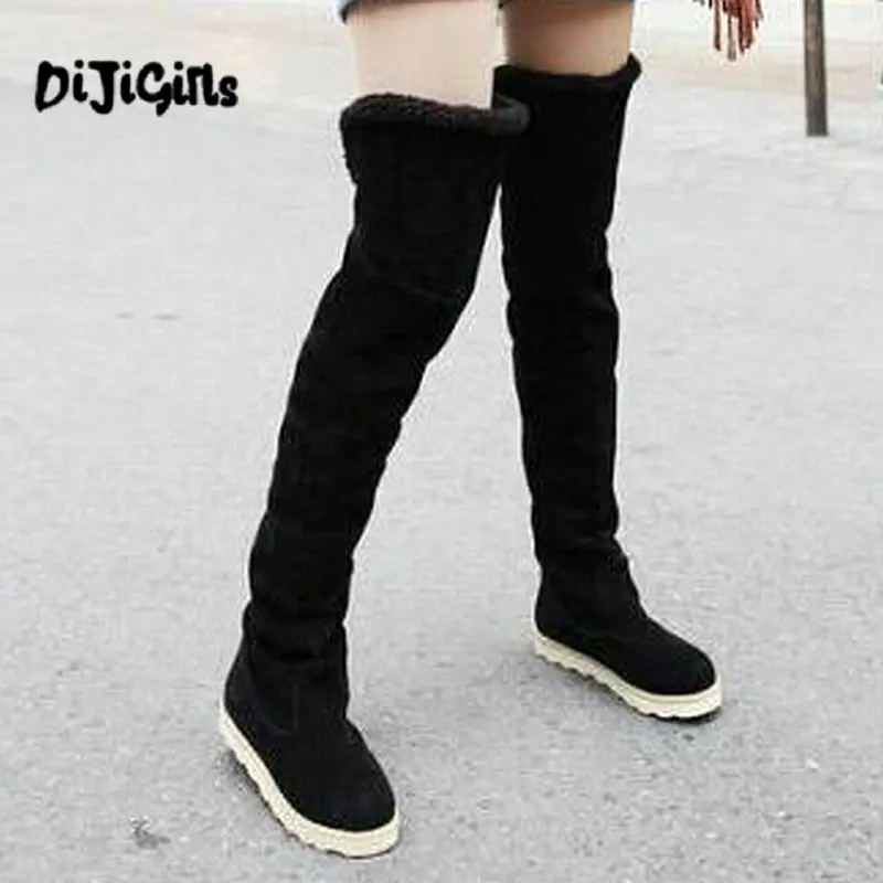 DIJIGIRLS/Botas femininas; обувь выше колена на плоской подошве; Блестящие Зимние сапоги; теплая плюшевая обувь; женские зимние сапоги martin В рыцарском стиле; Прямая поставка