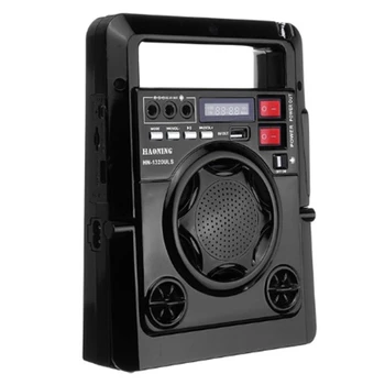

Outdoor Solar Am/Fm Radio with Led Lamp Tf Card Speaker Power Bank Function for Phone Charging Power Supply-Black