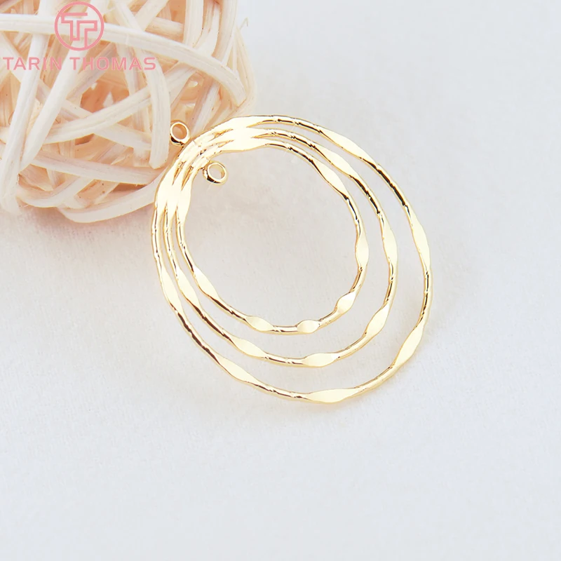(877)4PCS 33MM 24K Gold Farbe Messing Runde Kreis Ohrringe Stecker Charms Hohe Qualität Schmuck, der Entdeckungen Zubehör – Detail 4