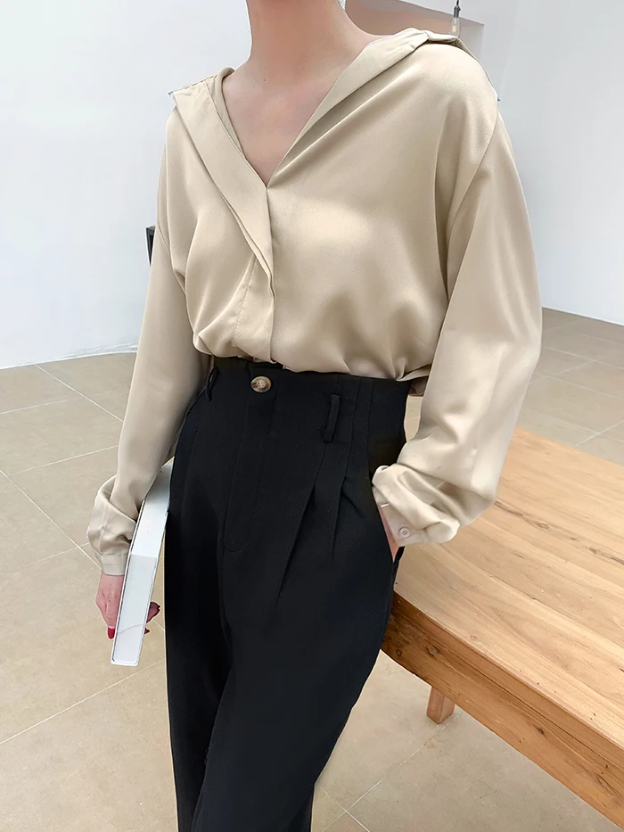 Blusas mujer de moda, Женские топы и блузки на пуговицах, однотонные женские рубашки с длинным рукавом, блузки для женщин, топы, одежда 6649 50