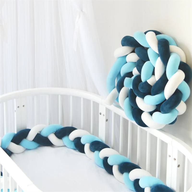 1M/2M/3M Baby Bed Bumper Infant Cradle Pillow Cushion Braid Knot Bumper Crib Bumper Protector Room Decor Tour De Lit Bebe Tresse