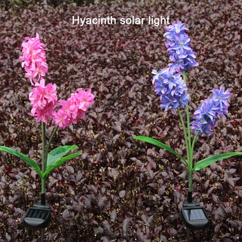 

LED Hyacinth Flower Solar Power Light Outdoor Decorative Lights Lawn Lamp Home Garden Fake Flower Waterproof Night Light