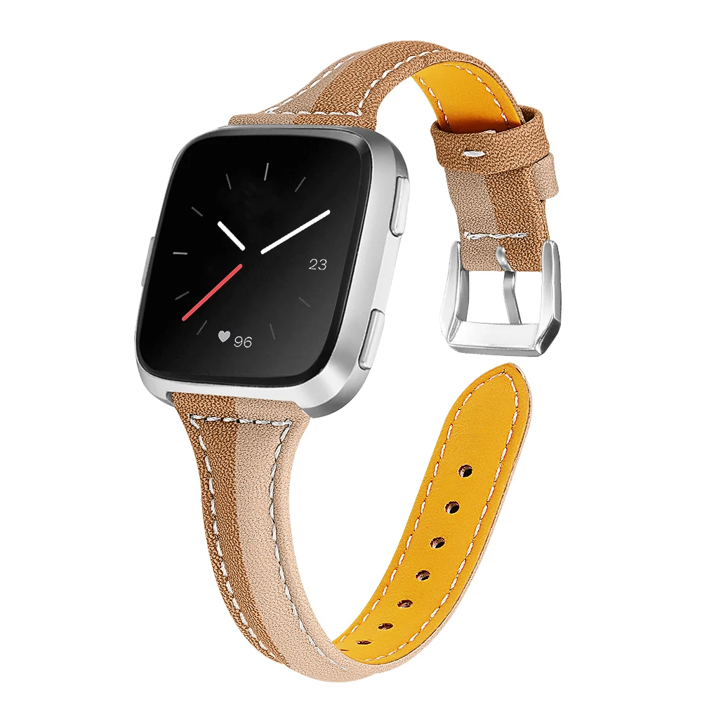 Модный ремешок для часов из натуральной кожи для Fitbit versa, сменный ремешок для часов, перекрестный контрастный ремень, Новое поступление - Цвет: 6