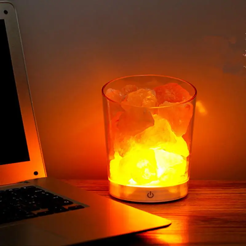 USB хрустальная лампа из гималайской соли, светодиодная лампа, очиститель воздуха, создатель настроения, Крытый теплый свет, настольная лампа, спальня, лава, лампа